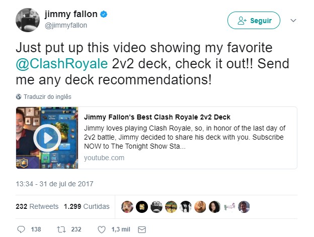 Jimmy Fallon twitter - Clash Royale Deck 2v2