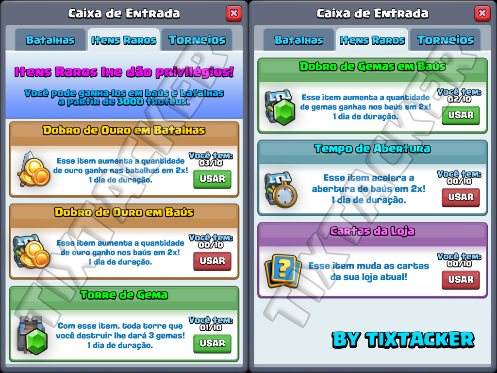 Itens Raros no Clash Royale