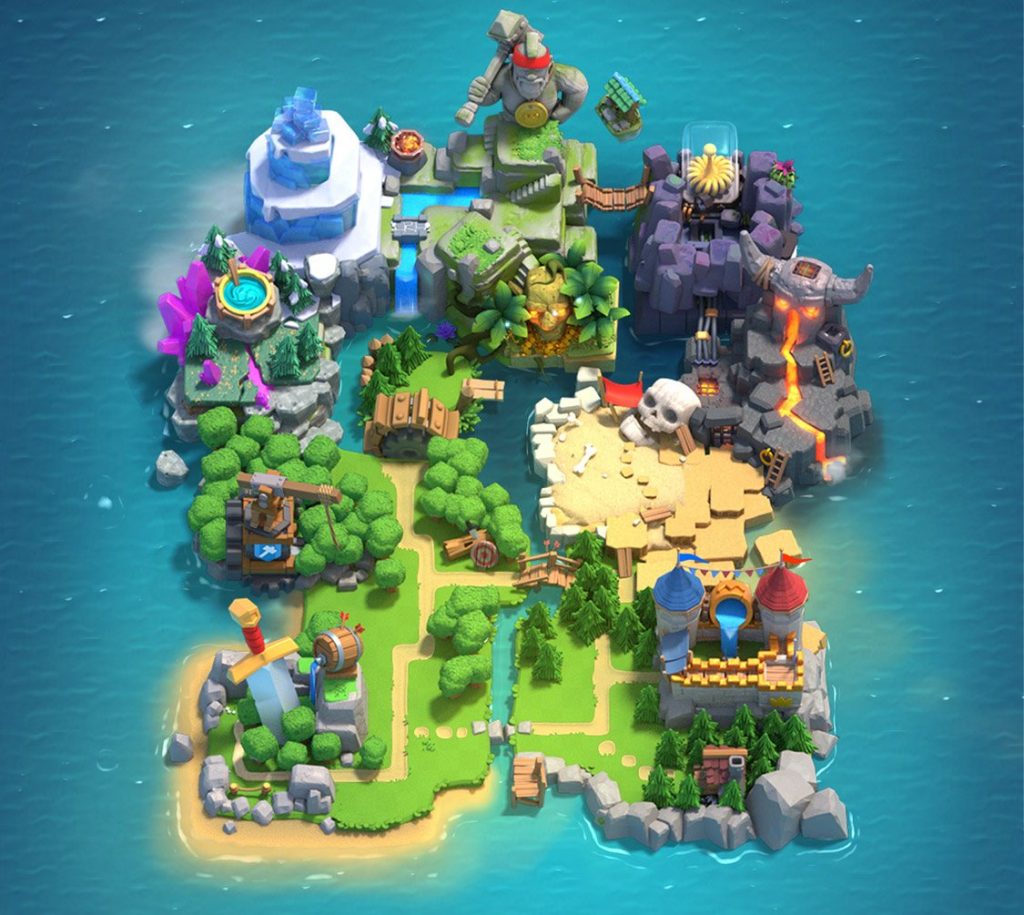 Mapa de Guerra de Clãs no Clash Royale