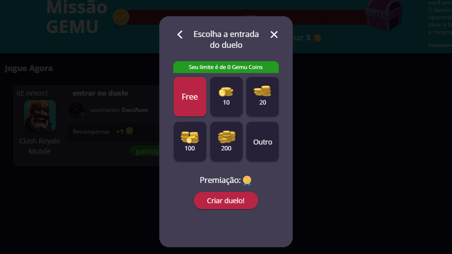 GEMU - Ganhe dinheiro jogando duelos ⚔