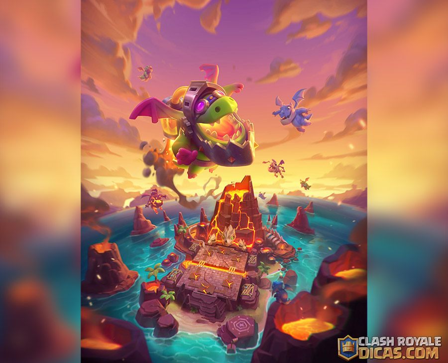 Nova arte Clash Royale junho 2025 Tela de carregamento Ilha dos Dragões