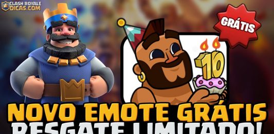 Emote Grátis de 10º Aniversário – 🎂 Resgate por link liberado! Emote Grátis de 10º Aniversário: Resgate o Corredor Festeiro no Clash Royale!