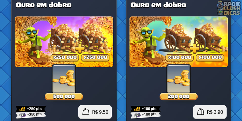 Ofertas de ouro em dobro na Supercell Store Ofertas de ouro em dobro no Clash Royale na Supercell Store
