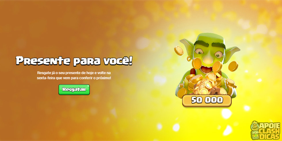 50 mil de ouro grátis no Clash Royale Resgate de 50 mil de ouro grátis no Clash Royale