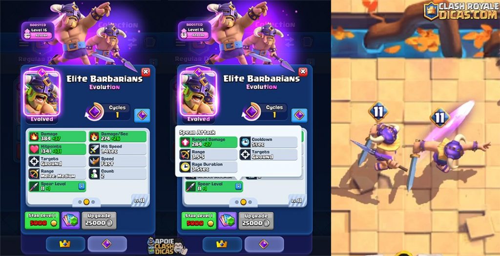 Atributos dos Bárbaros de Elite Evo Atributos dos Bárbaros de Elite Evo no Clash Royale