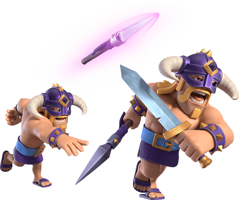 Bárbaros de Elite Evo no Clash Royale Bárbaros de Elite Evo no Clash Royale com lanças e efeito de fúria