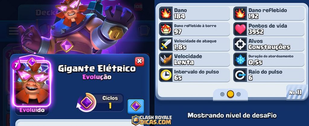 Atributos e habilidade do Gigante Elétrico Evoluído no Clash Royale