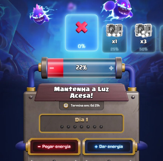 Evento Mantenha a Luz Acesa no Clash Royale Bateria compartilhada e escolhas do evento Mantenha a Luz Acesa